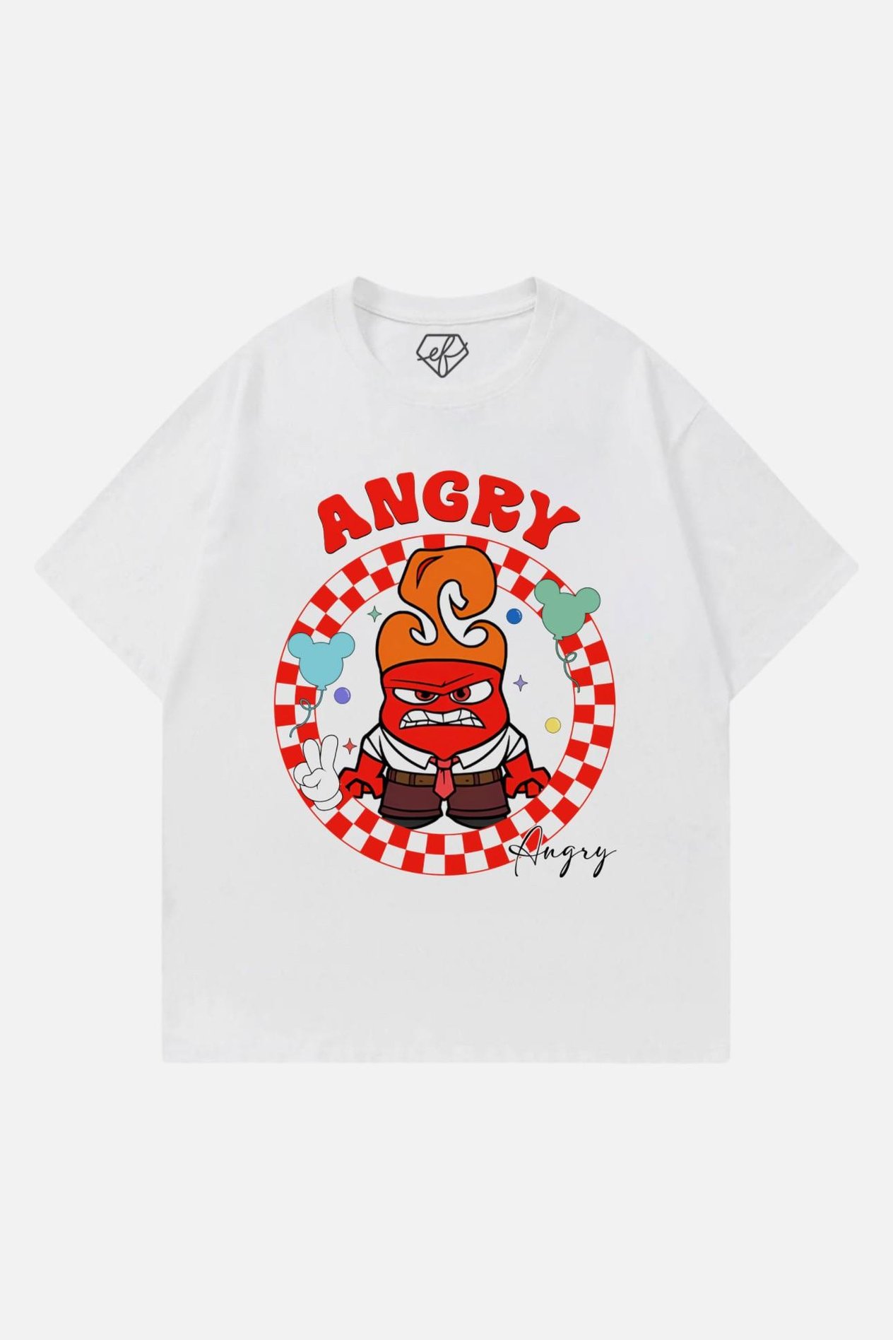 Beyaz Unisex Ters Yüz Angry T-Shirt