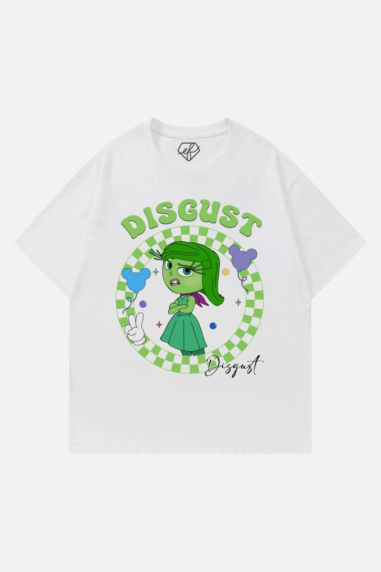 Beyaz Unisex Ters Yüz Disqust T-Shirt