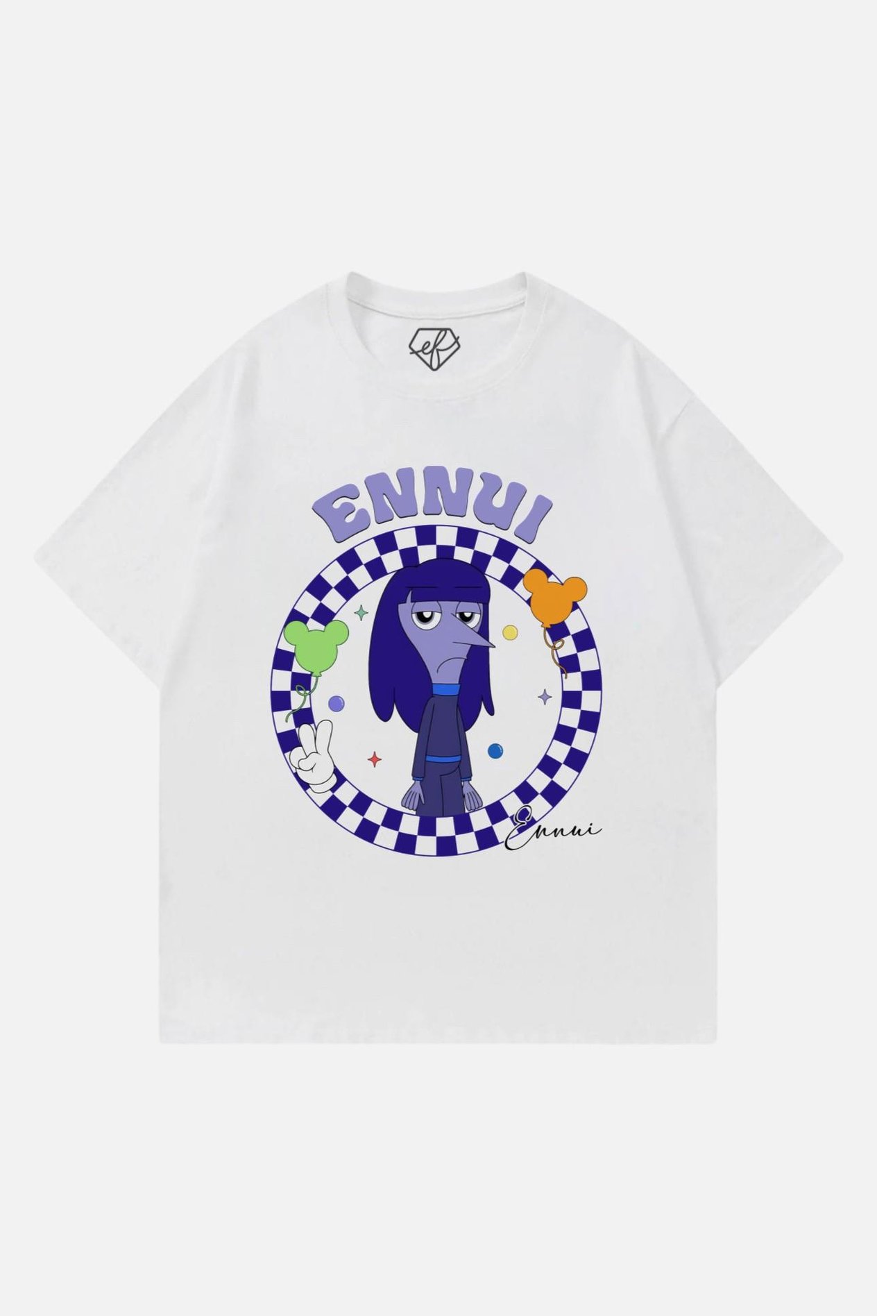 Beyaz Unisex Ters Yüz Ennui T-Shirt
