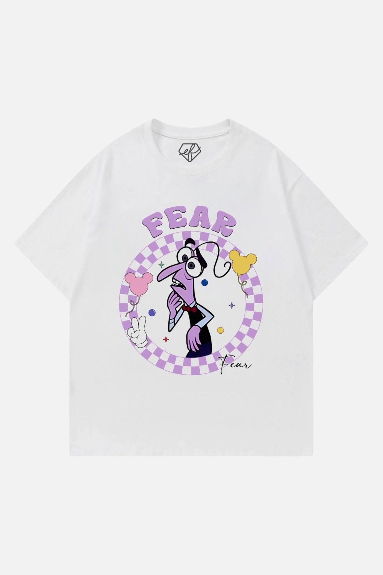 Beyaz Unisex Ters Yüz Fear T-Shirt