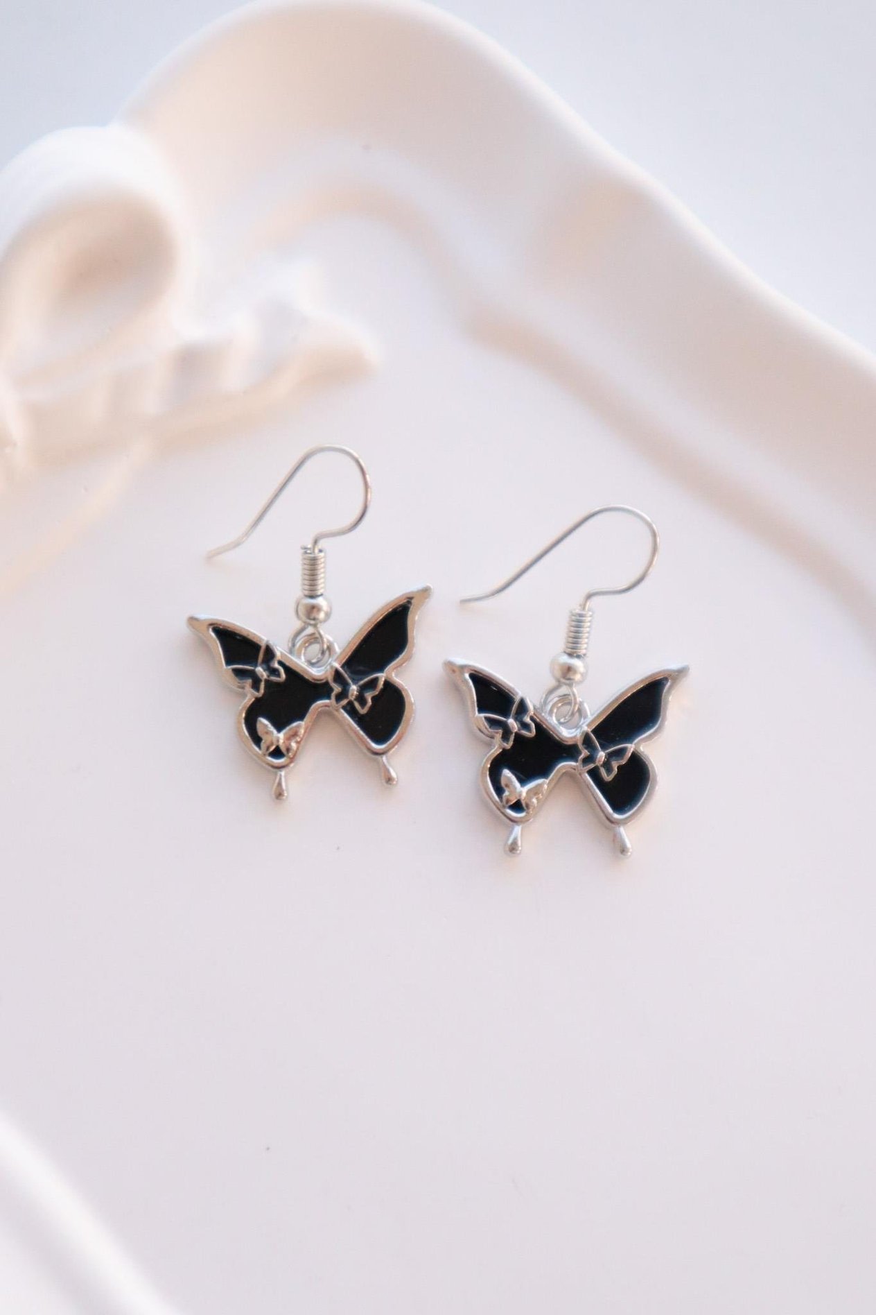 Black Butterfly Melting İthal Küpe