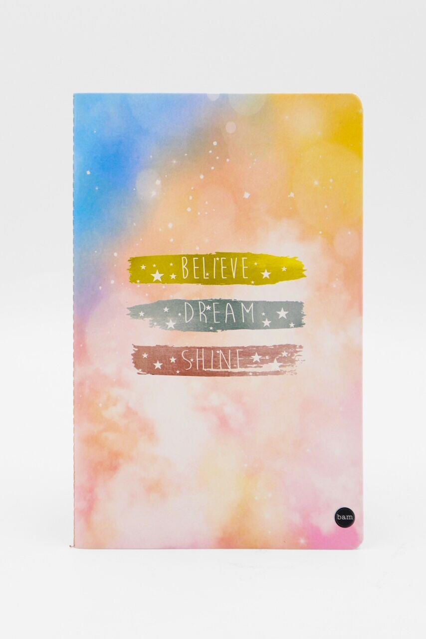 Çizgili A5 Okul Defteri - Renkli Believe Dream Shine