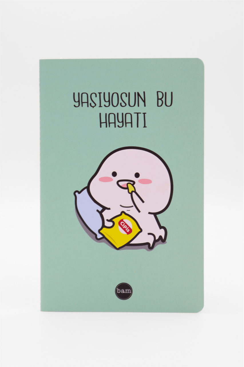 Çizgili A5 Okul Defteri - Yaşıyosun Bu Hayatı