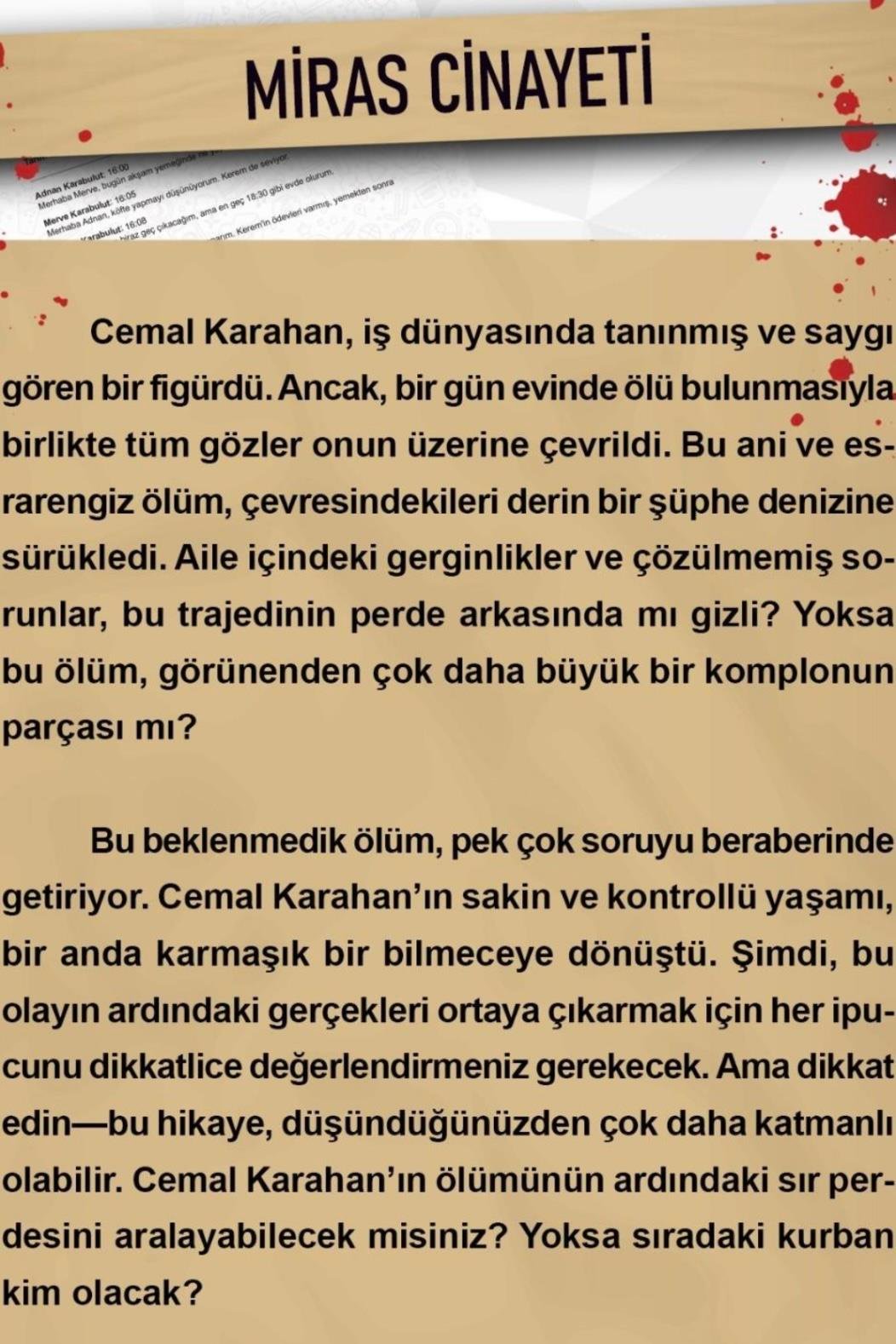 Dedektiflik Vaka Çözme Oyunu - Miras Cinayeti