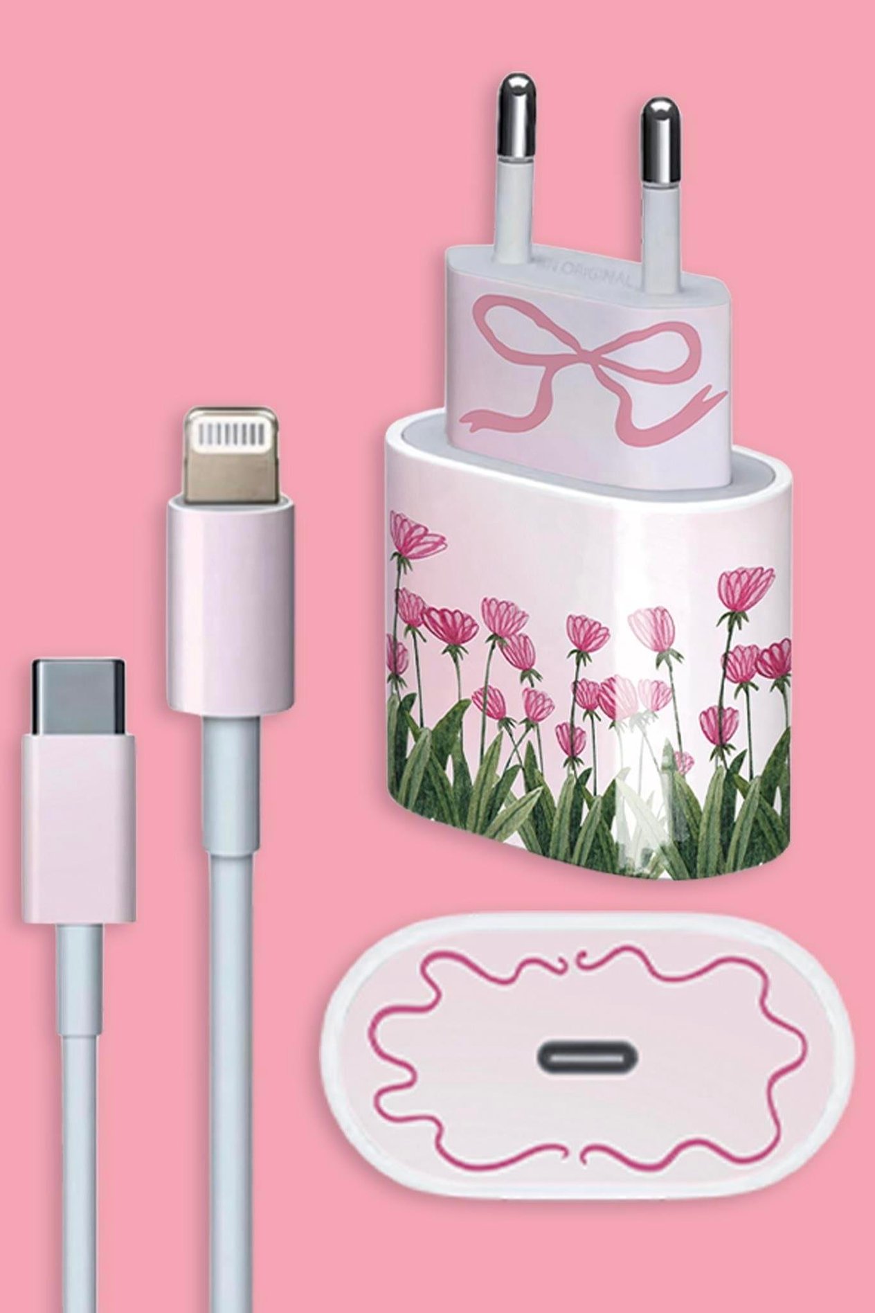 Flowers Şarj Adaptör Sticker Seti
