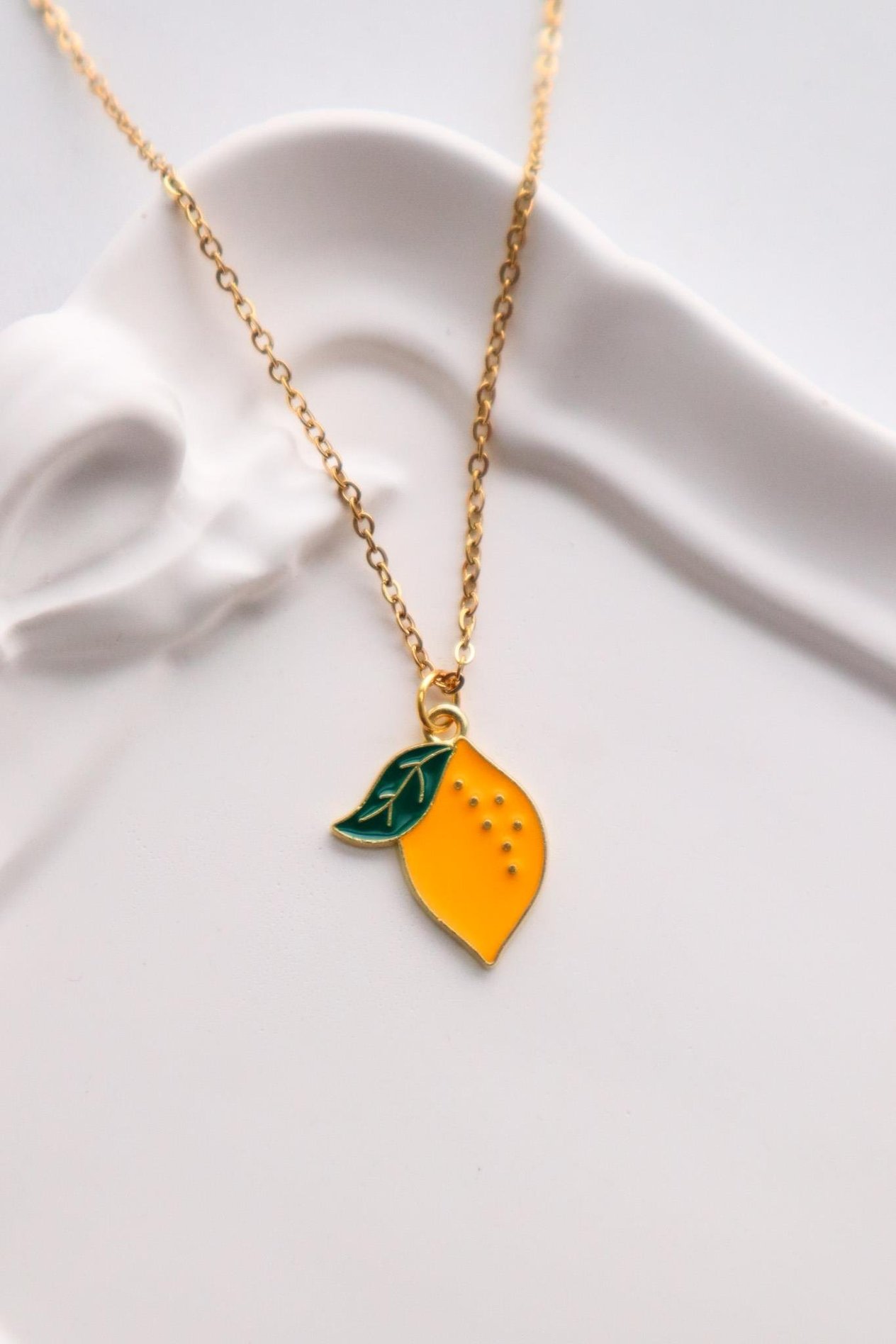 Gold Renk Ziincirli Limon İthal Kolye 
