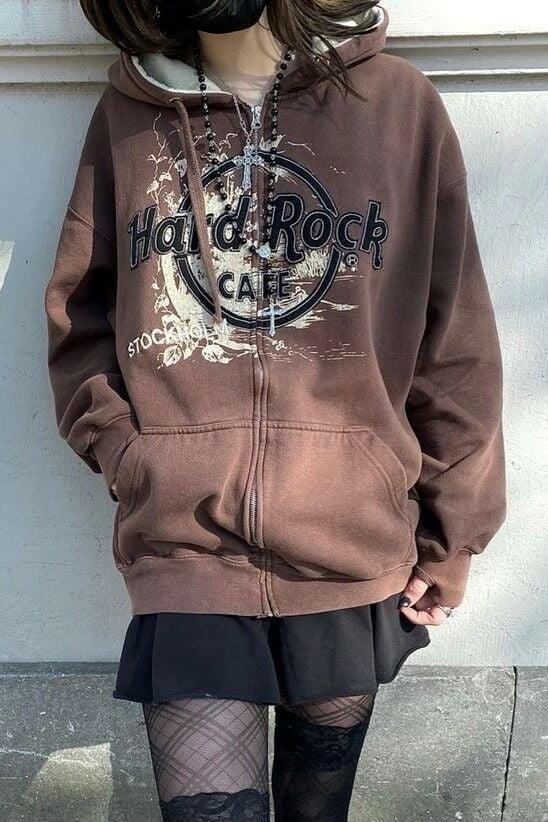 Kahverengi Hard Rock 3 İplik Şardonlu Hırka