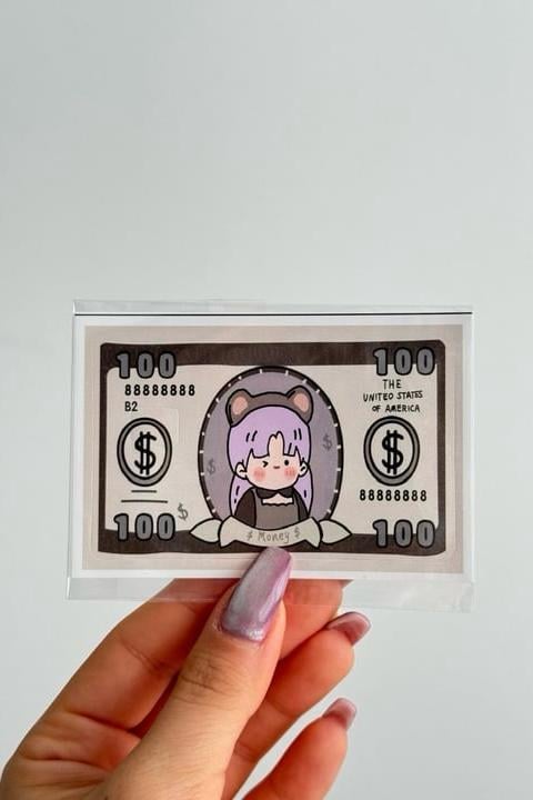 Kawaii Girl Dolar Kart Kaplama Sticker