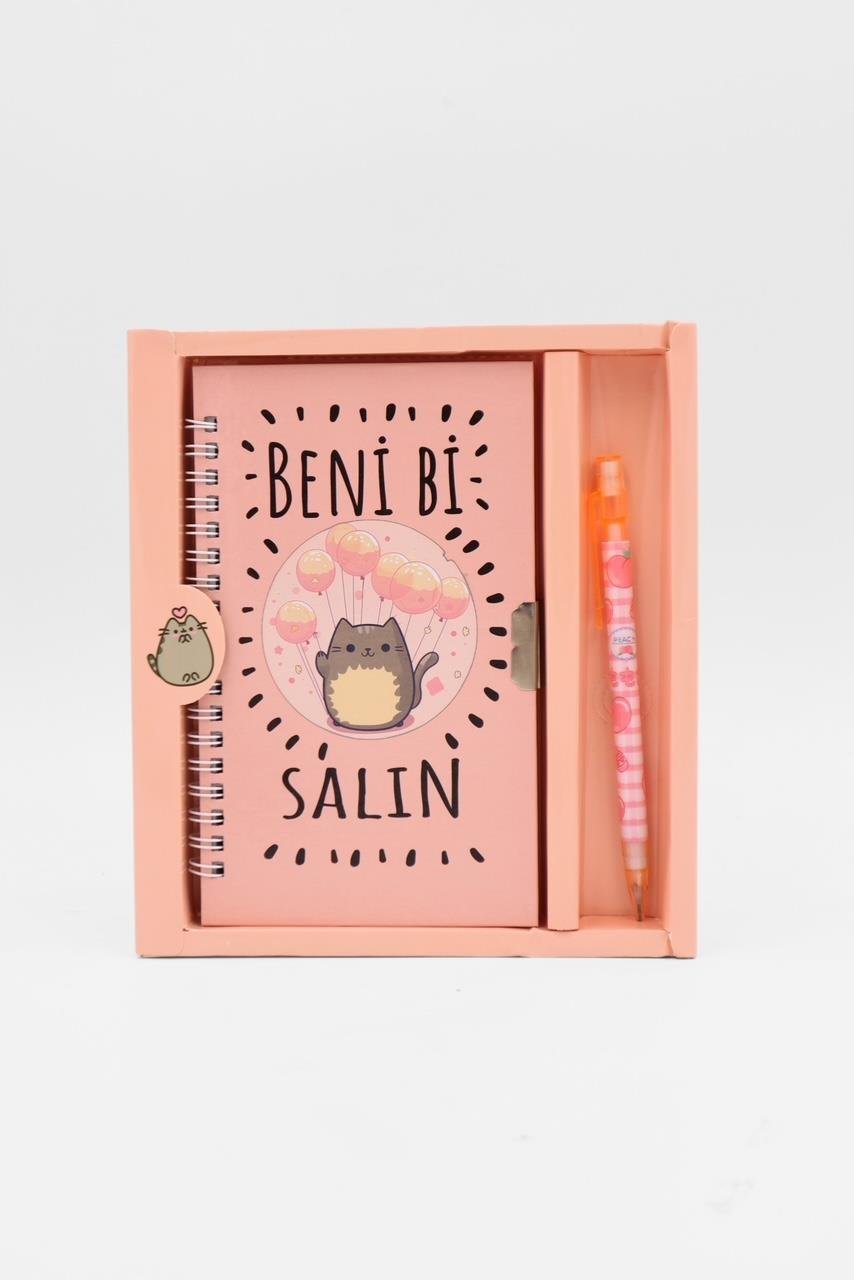 Kedi Mottolu Kilitli Defter - Beni Bi Salın