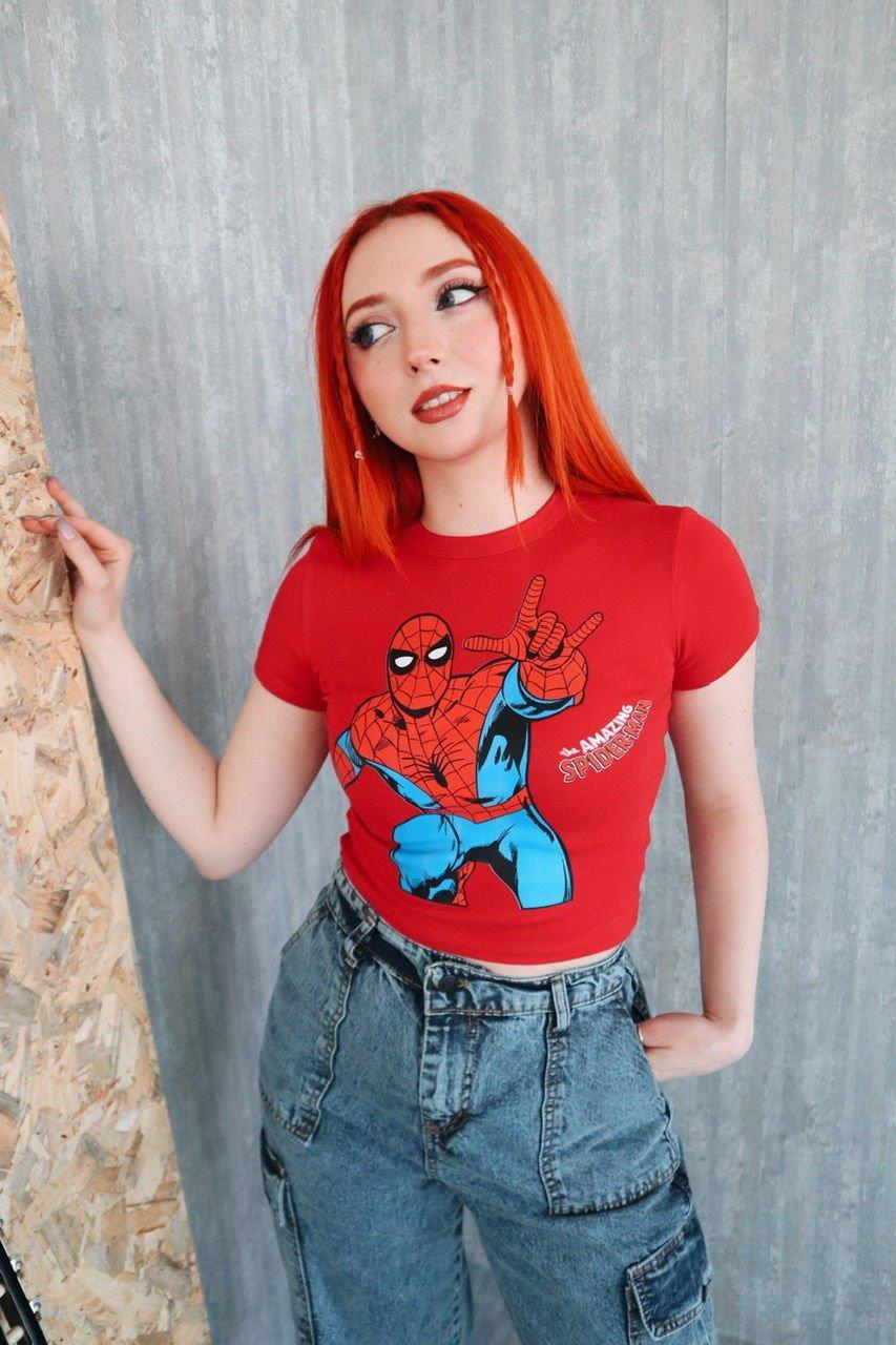 Kırmızı The Amazing Spiderman Crop