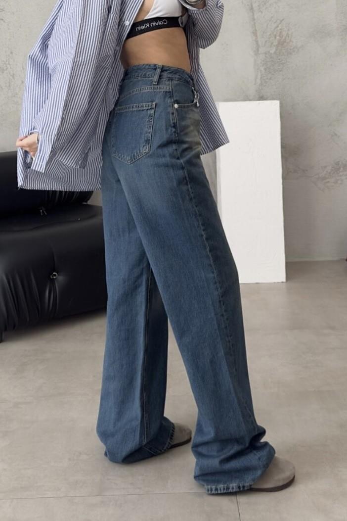 Koyu Mavi Yıkamalı Baggy Jeans (16114)