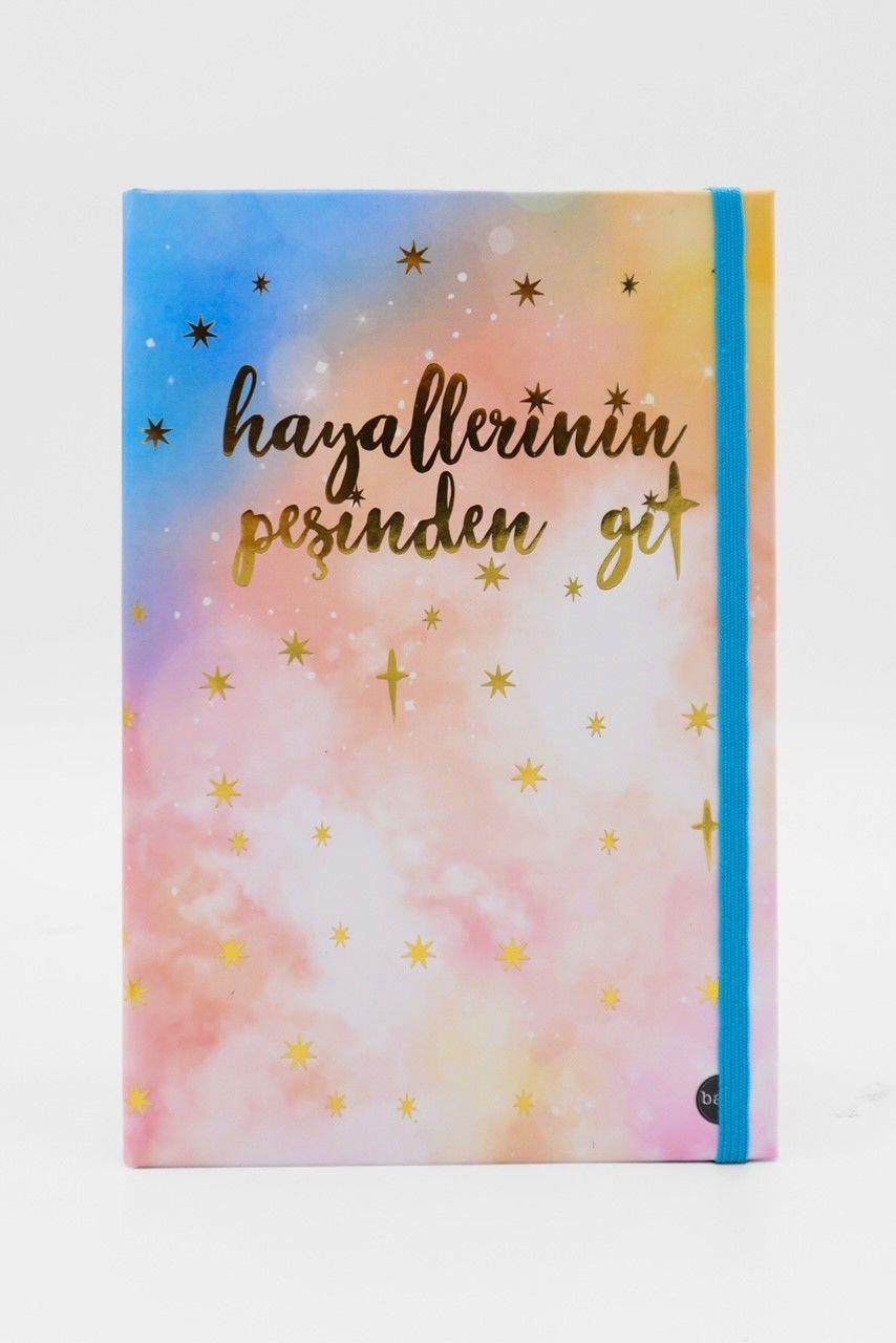 Lastikli Çizgisiz Defter - Yıldız Hayallerinin Peşinden Git