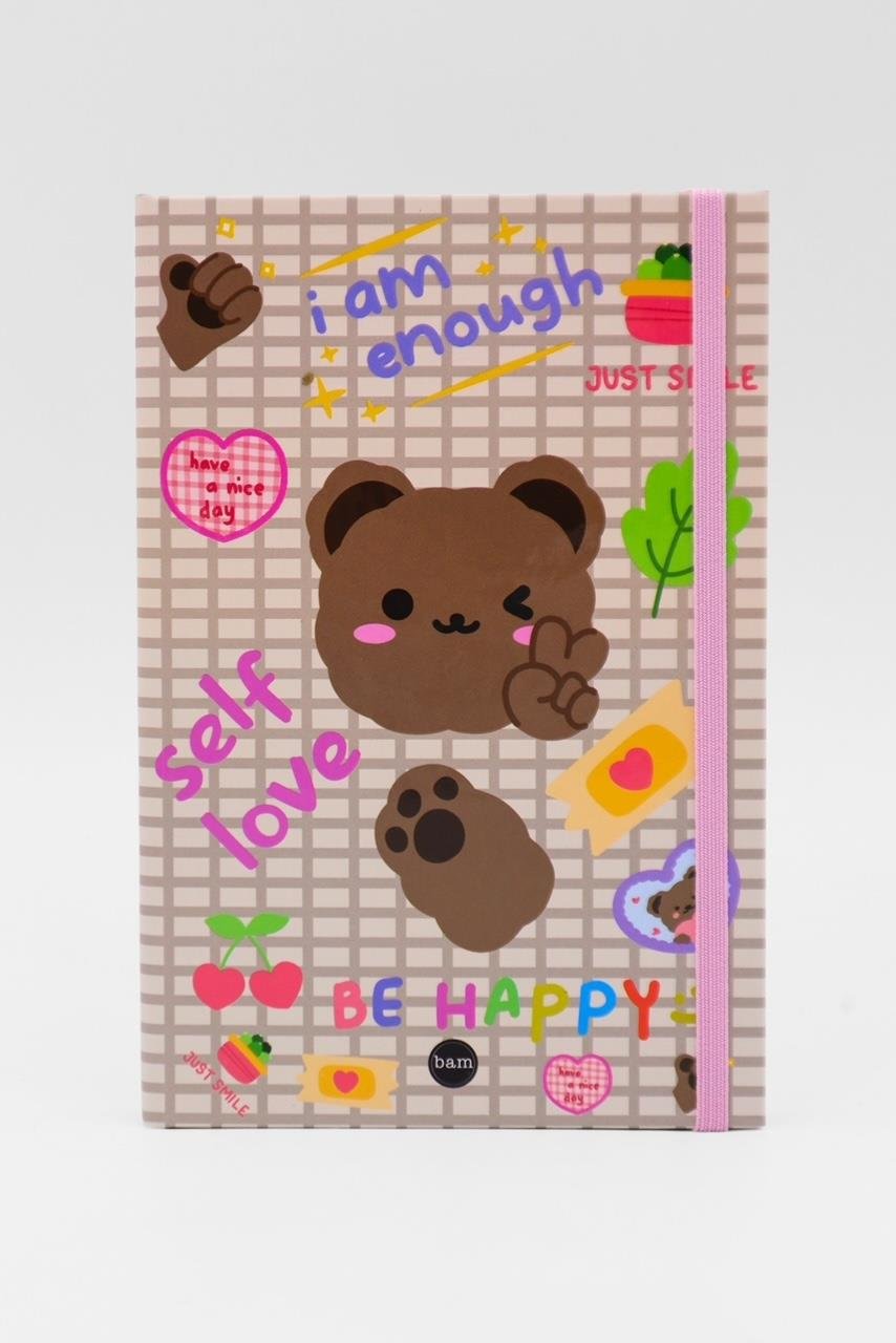 Lastikli Çizgisiz Defter - Bear Self Love