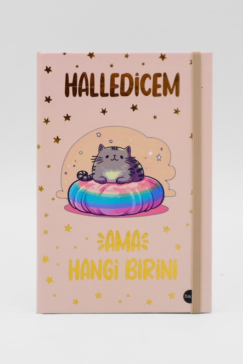 Lastikli Çizgisiz Defter - Kedi Halledicem Ama Hangi Birini