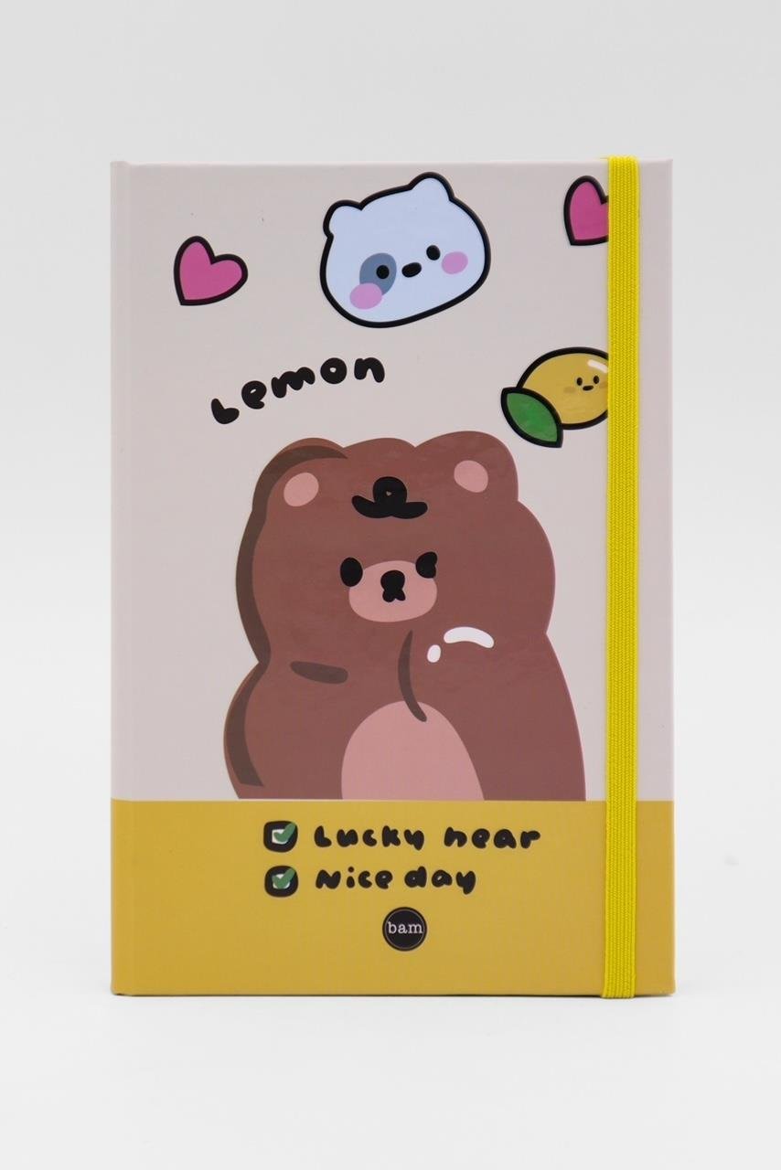 Lastikli Çizgisiz Defter - Lemon