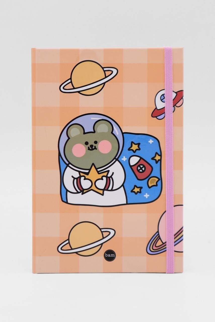 Lastikli Çizgisiz Defter - Space Bear