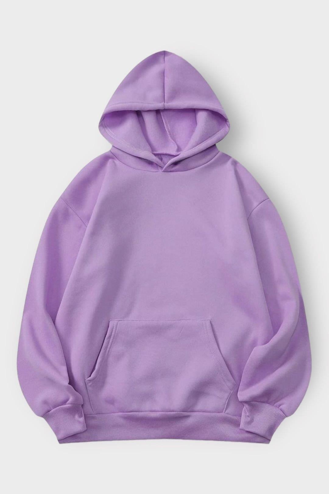Lila Basic Kapüşonlu Sweatshirt