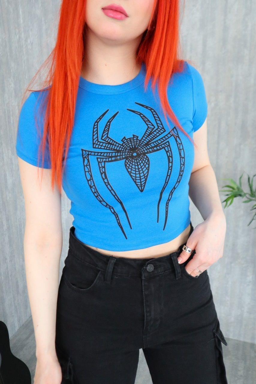 Mavi Örümcek Crop