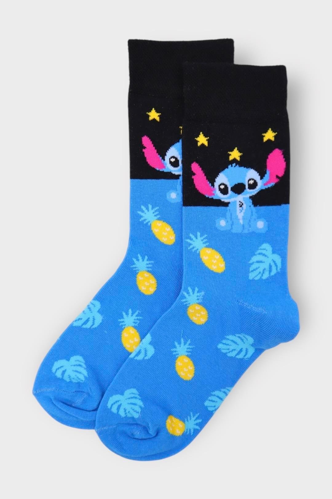 Mavi Siyah Stitch Çorap 