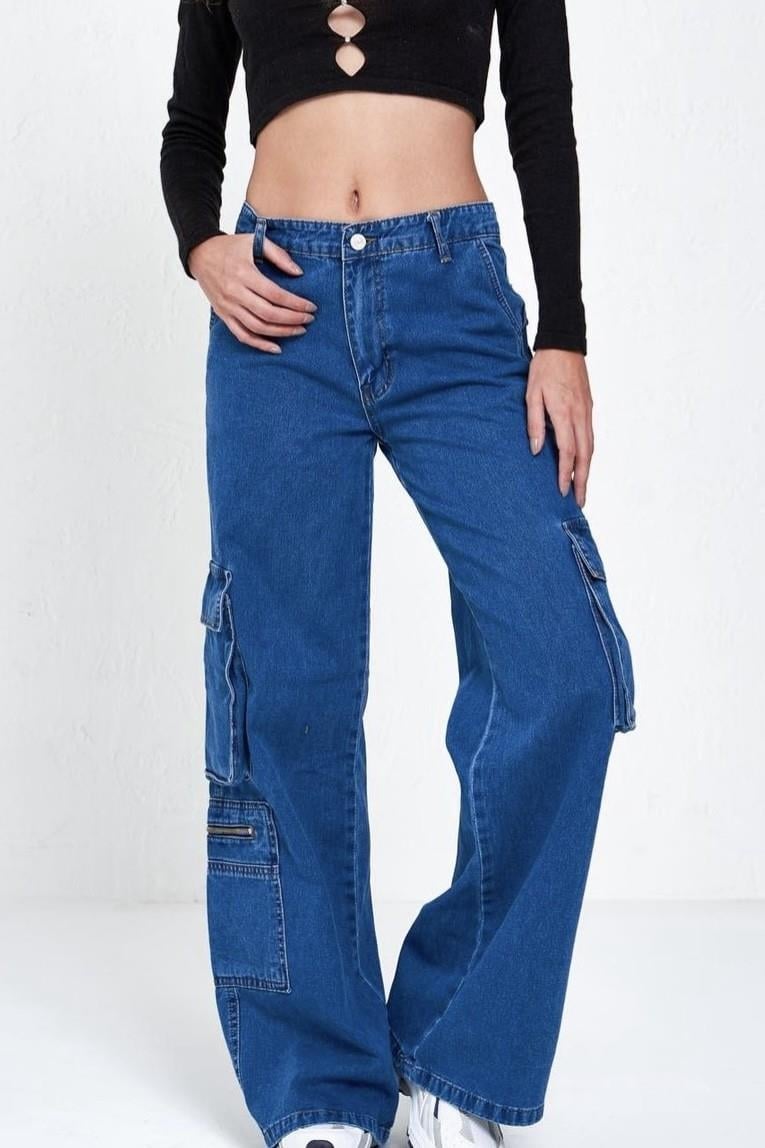 Mavi Y2K Recycled Kargo Pocket Wide Leg Jeans