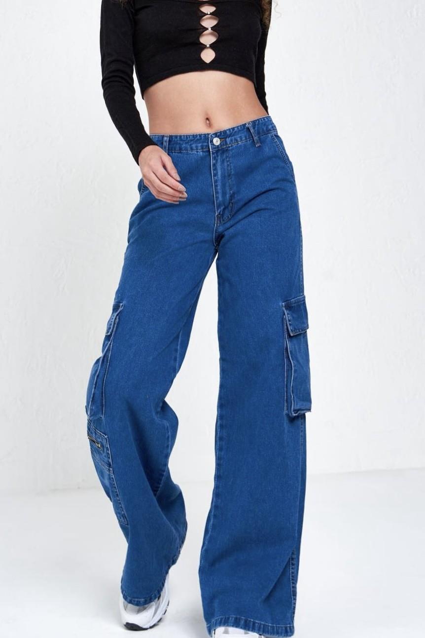 Mavi Y2K Recycled Kargo Pocket Wide Leg Jeans
