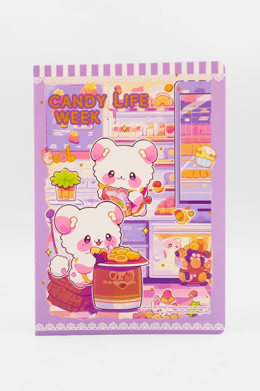 Mor Candy Life Week Çizgili A4 Defter