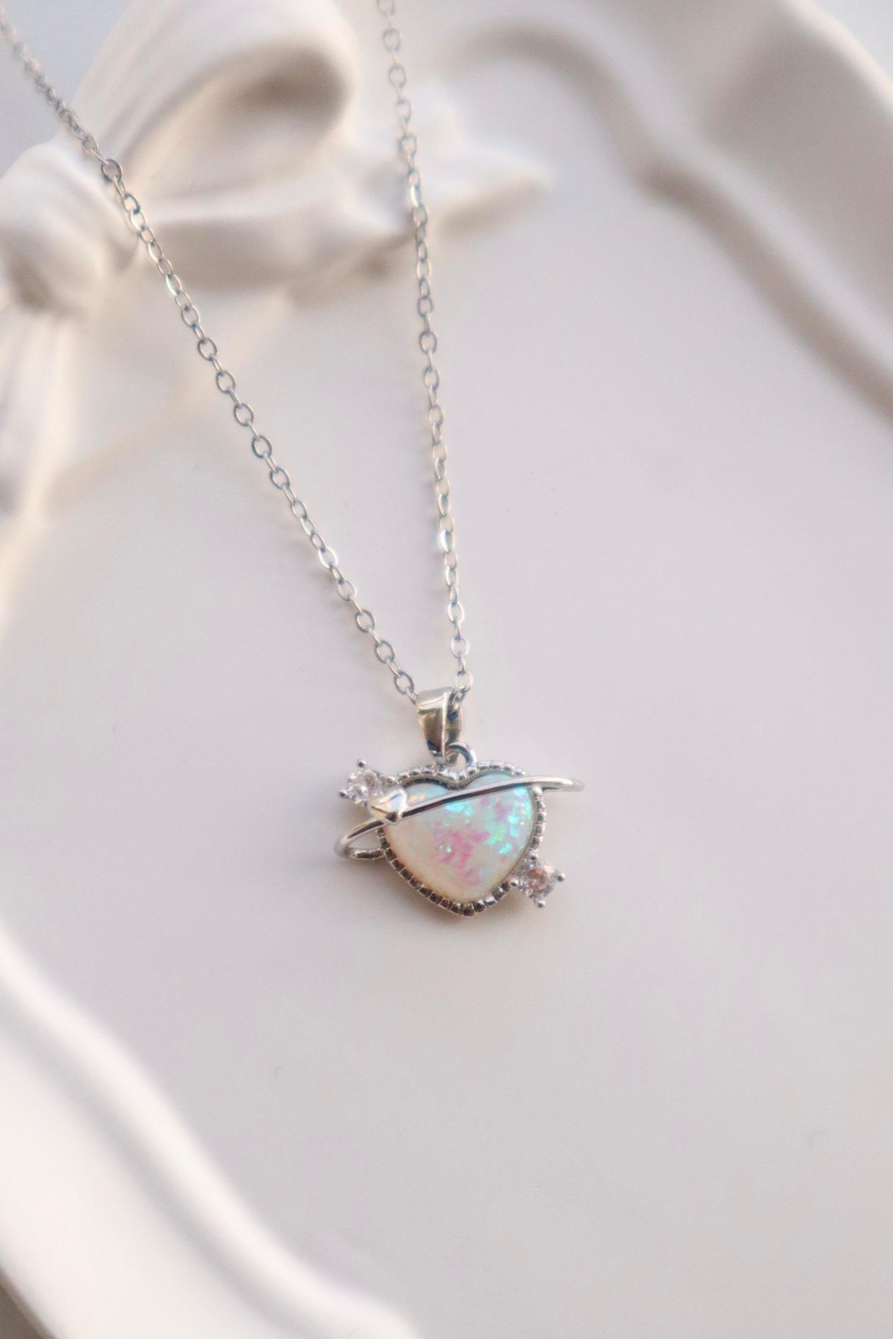Paslanmaz Çelik Moonlight Stone Heart Kolye