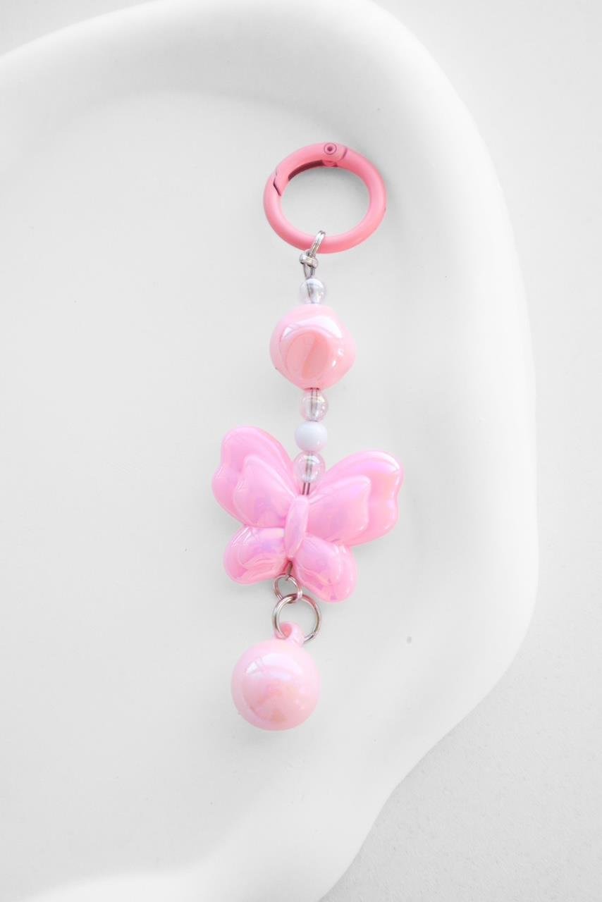 Pembe Butterfly Çanta Charm Anahtarlık