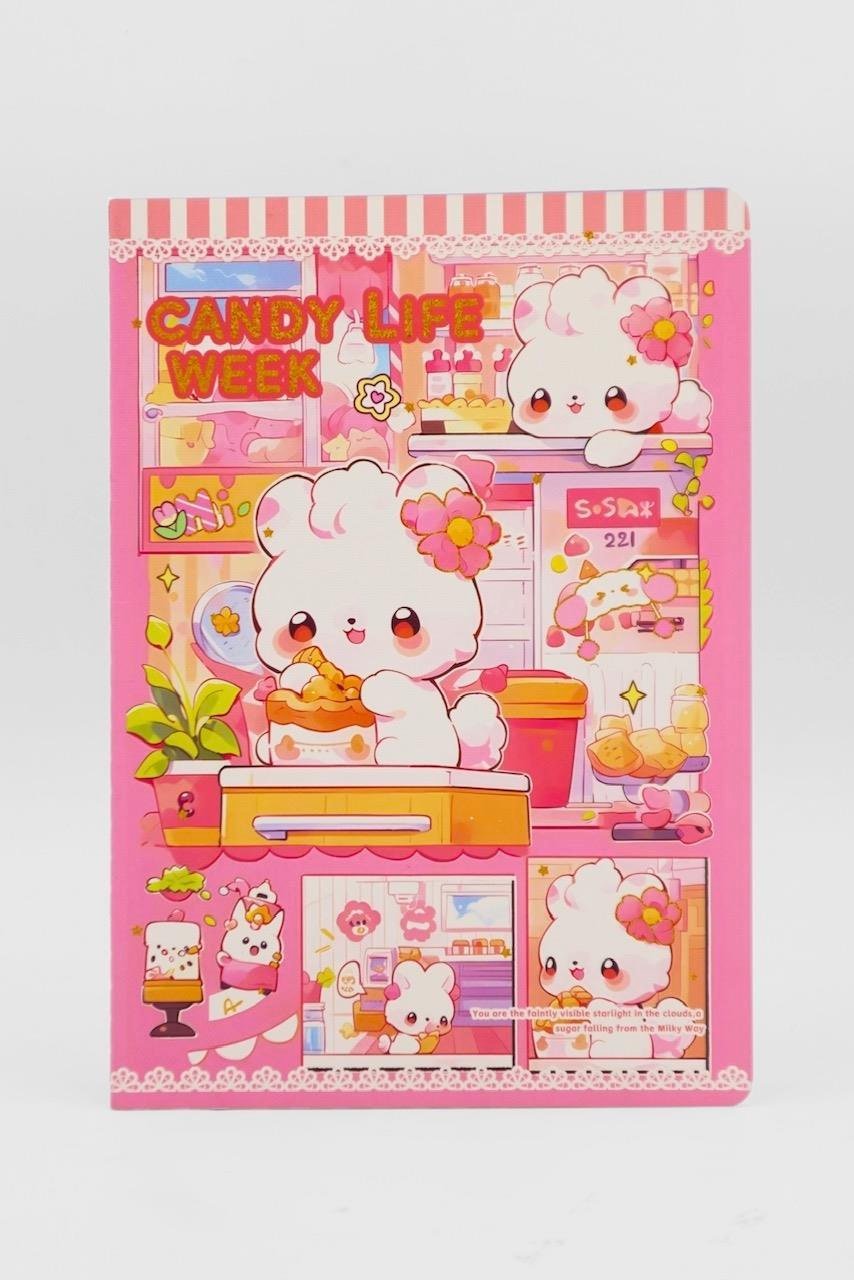 Pembe Candy Life Week Çizgili A4 Defter