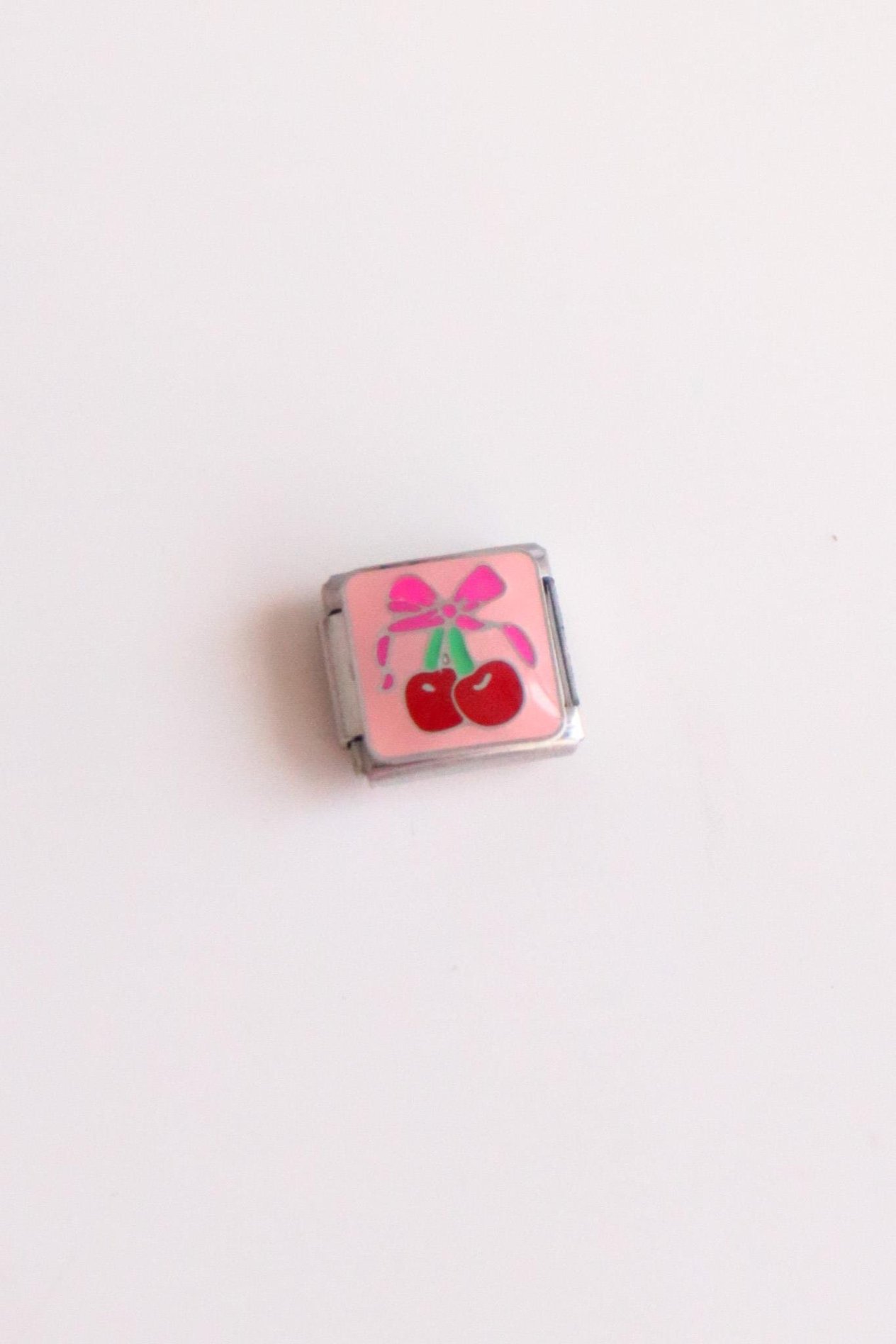 Pembe Cherry Bow İtalyan Charm 