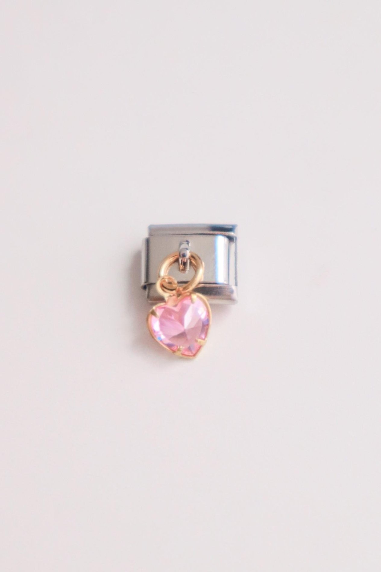 Pembe Kalp Taşlı İtalyan Charm 