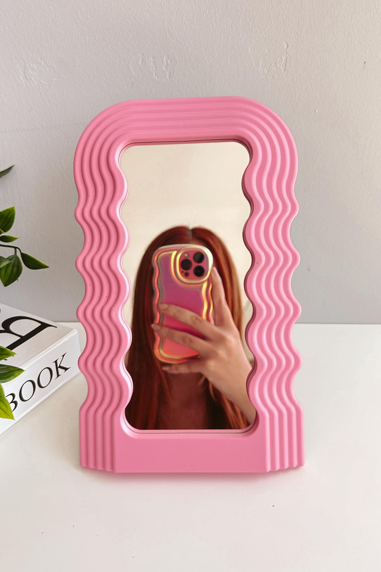 Pembe Zikzak Desen Makyaj Aynası 