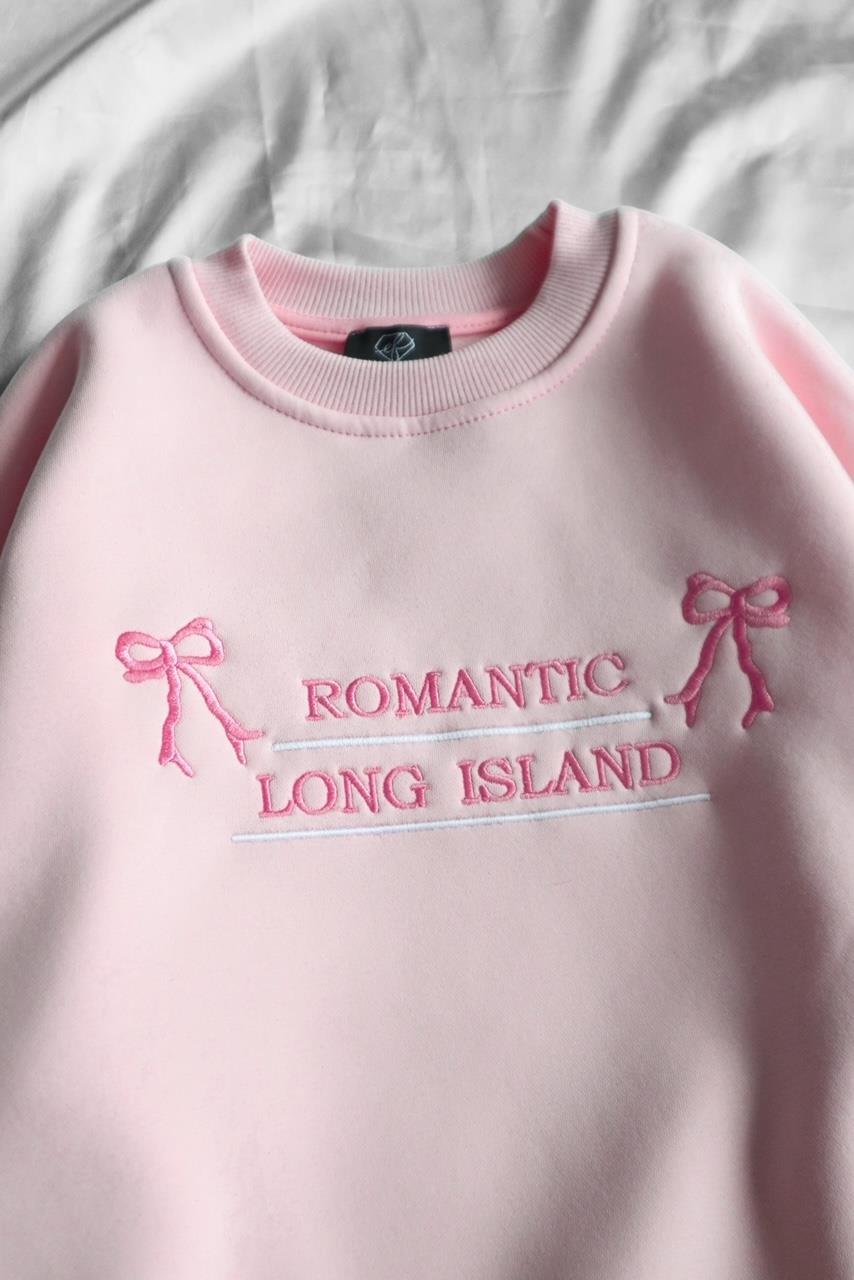 Pembe Romantic Long Island 3 İplik Şardonlu Sweatshirt