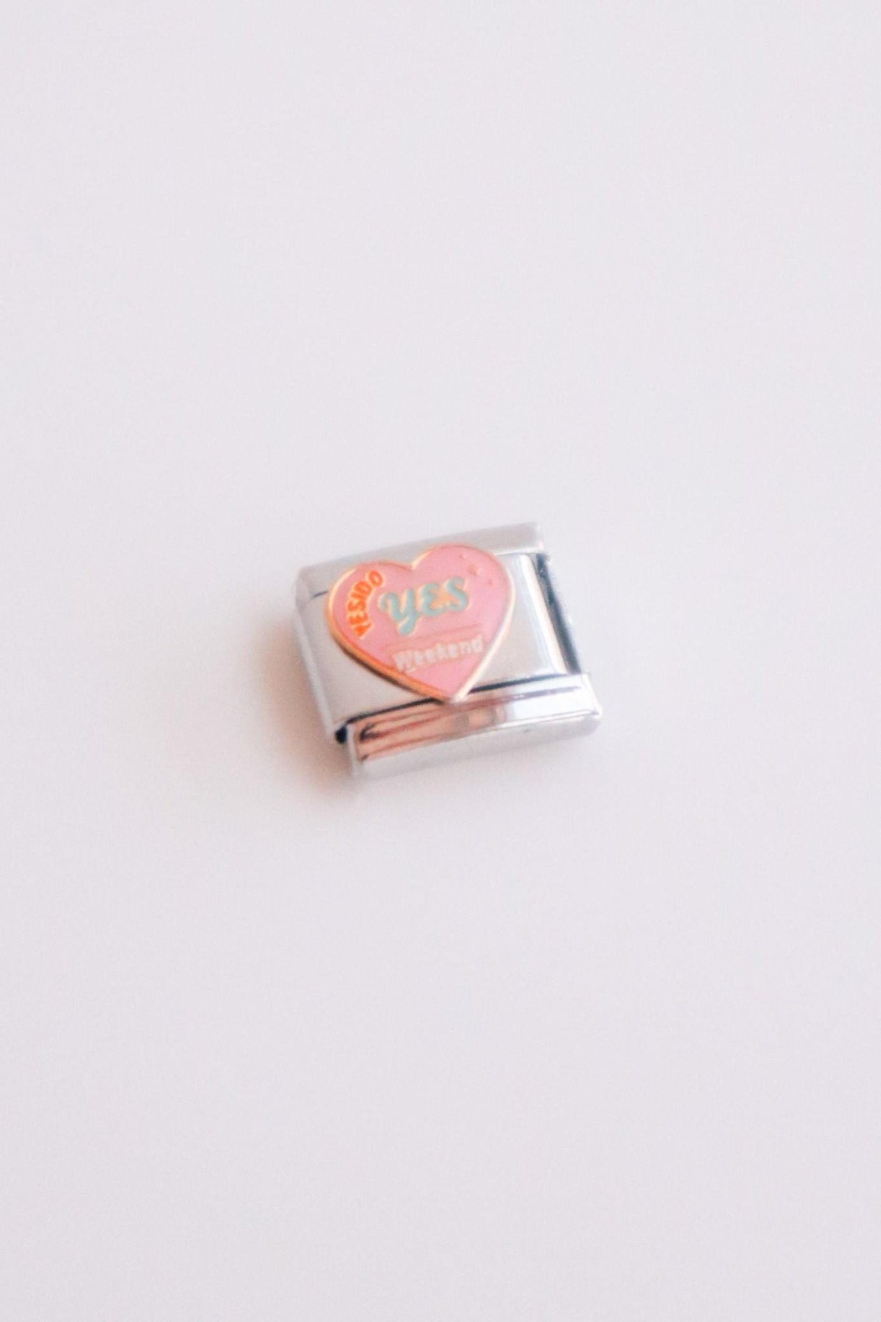 Pembe Yes Kalp İtalyan Charm