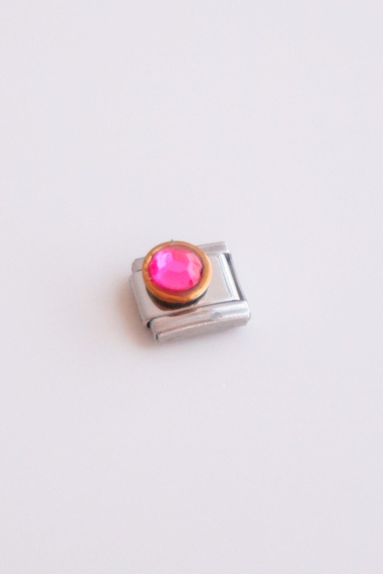 Pembe Yuvarlak Pembe Taş İtalyan Charm