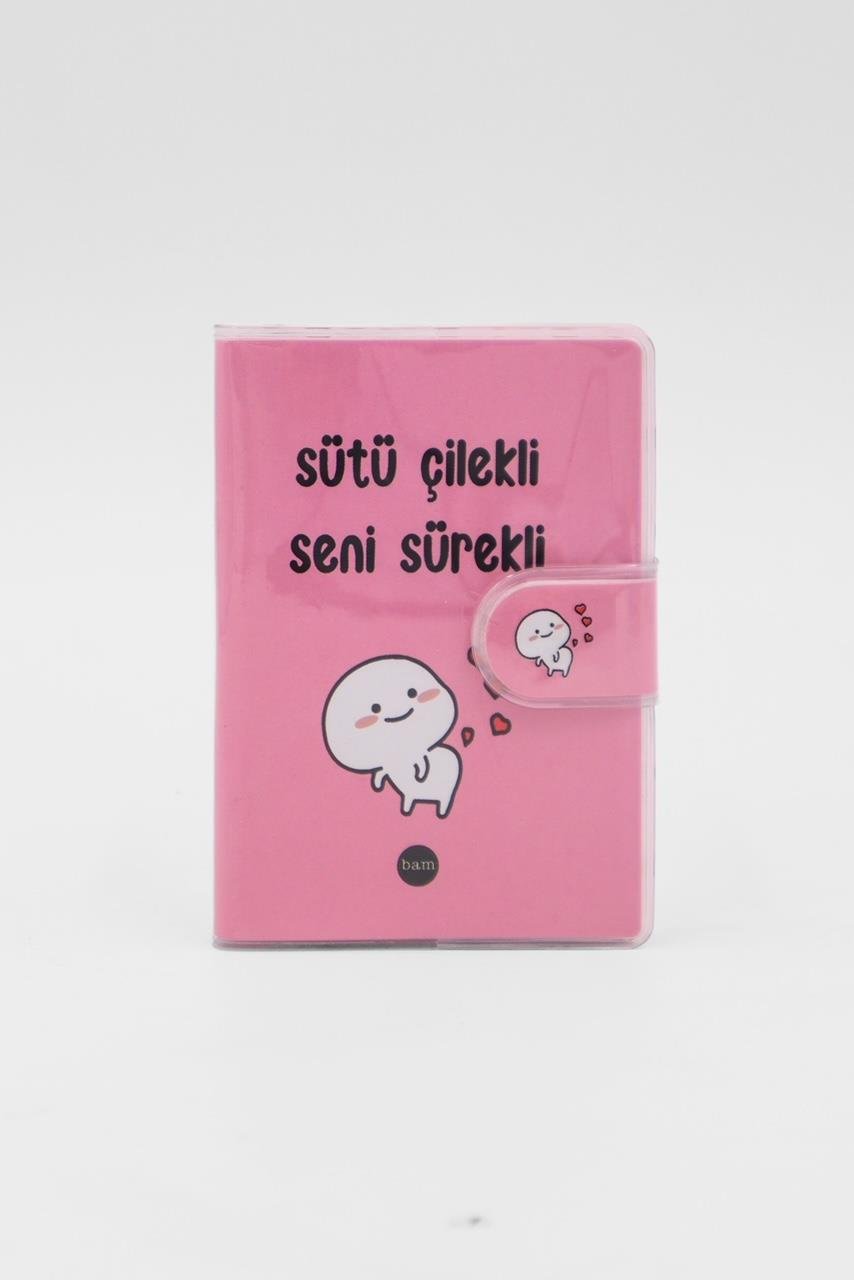PVC Kapaklı Defter(10,5x7,5 Cm x2) - Sütü Çilekli Seni Sürekli