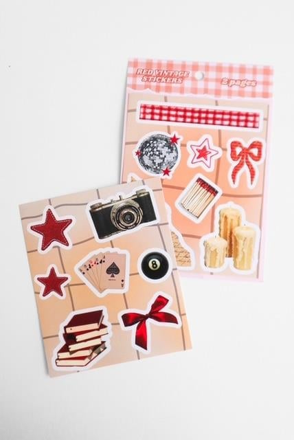 Red Vintage Sheet 2'li Sticker Set 