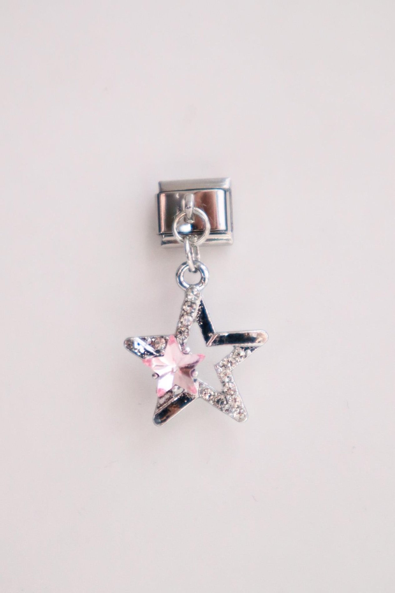 Sallantılı Pembe Çift Yıldız İtalyan Charm 