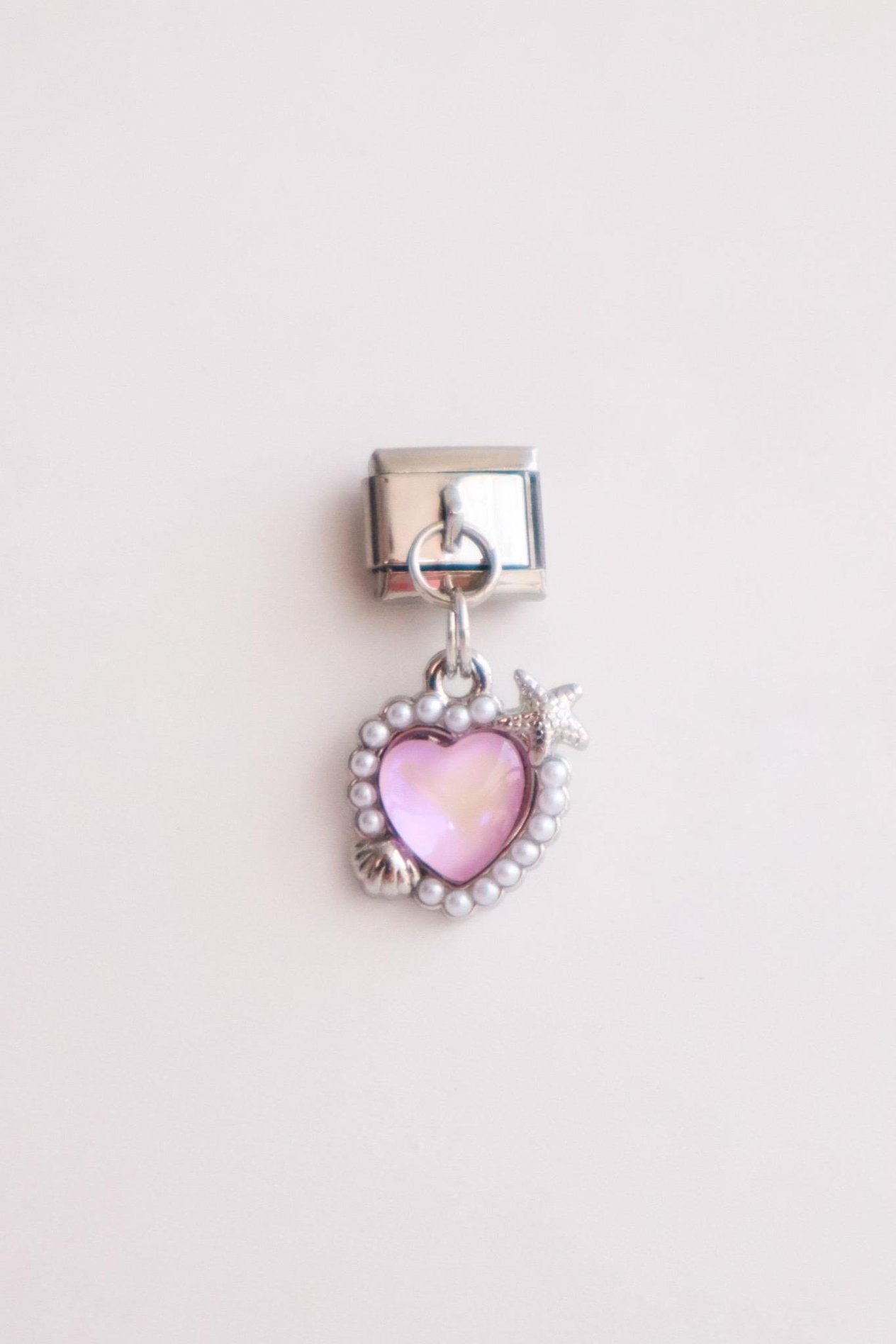 Sallantılı Pembe İncili İç İçe Kalp Kalp İtalyan Charm