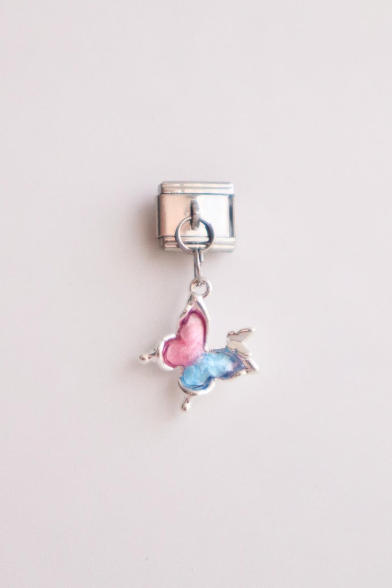 Sallantılı Pembe Mavi Kelebek İtalyan Charm 