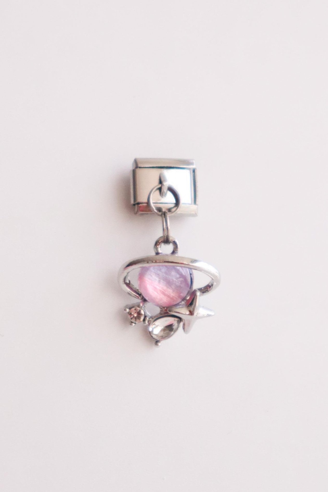 Sallantılı Pembe Saturn Yıldız İtalyan Charm 