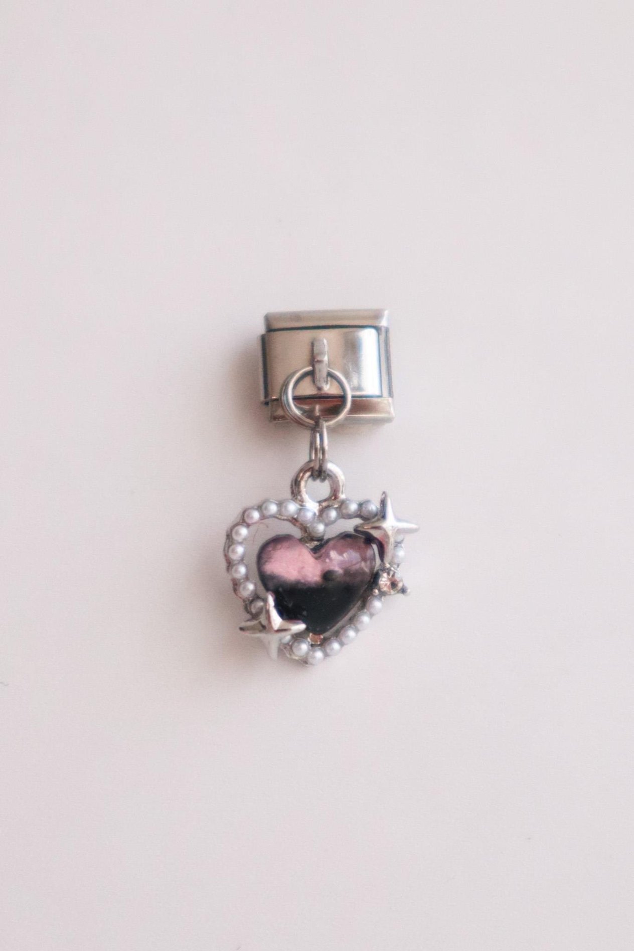 Sallantılı Pembe Siyah Kalp İtalyan Charm 
