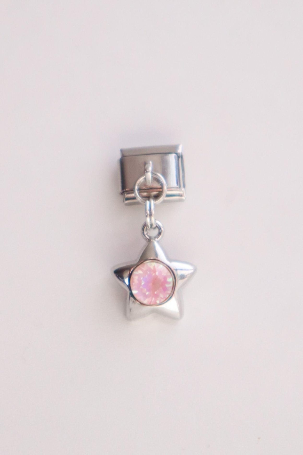 Sallantılı Pembe Taşlı Yıldız İtalyan Charm 