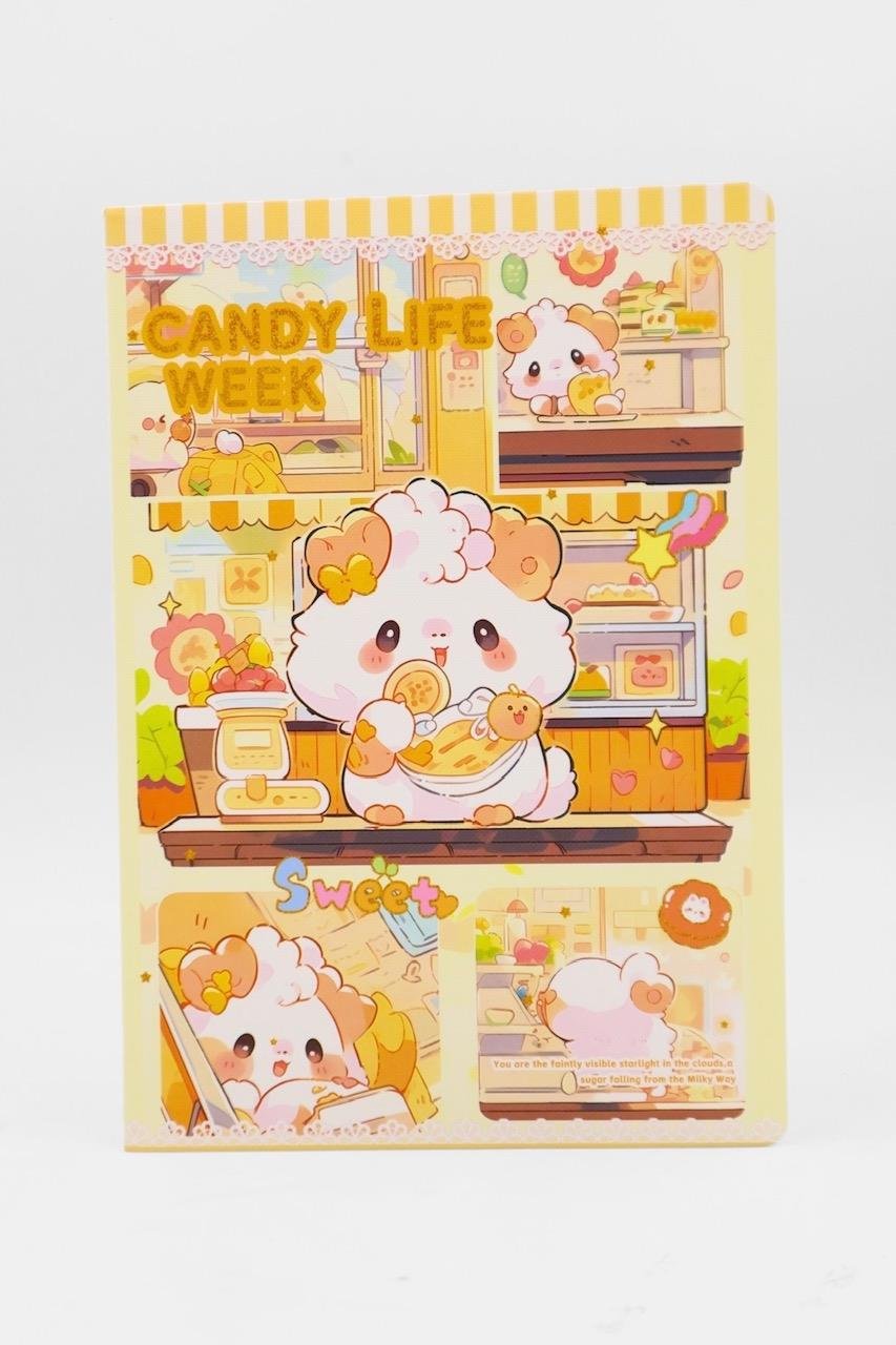 Sarı Candy Life Week Çizgili A4 Defter