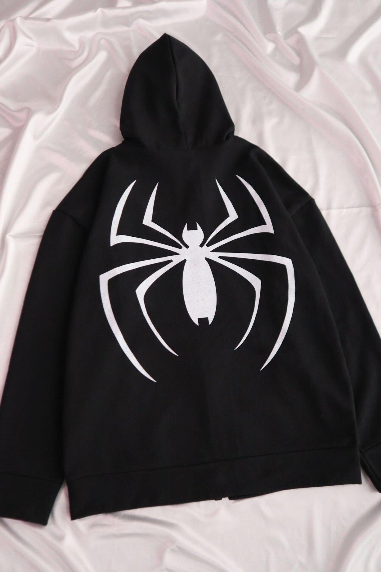 Sırt Baskılı Siyah Spiderman Maske Hırka