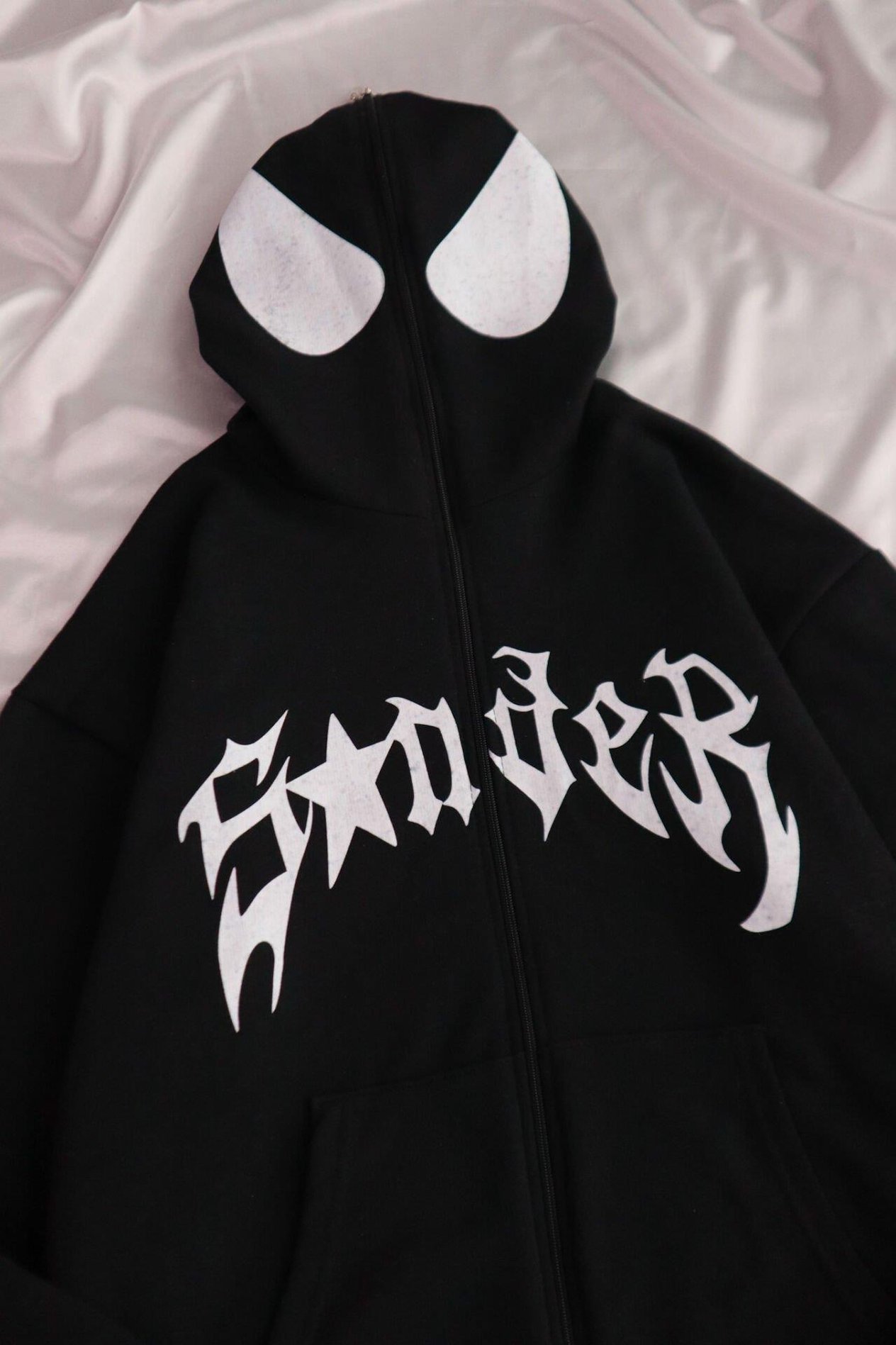 Sırt Baskılı Siyah Spiderman Maske Hırka