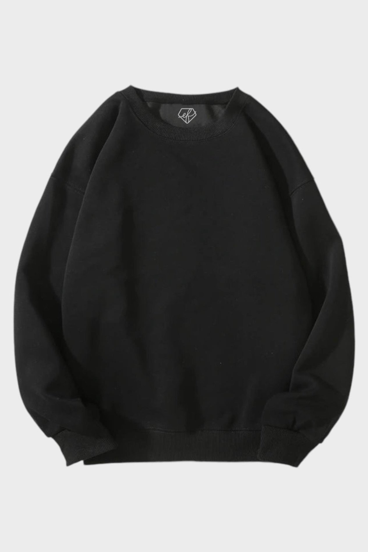 Siyah 3 İplik Şardonlu Basic Sweatshirt 