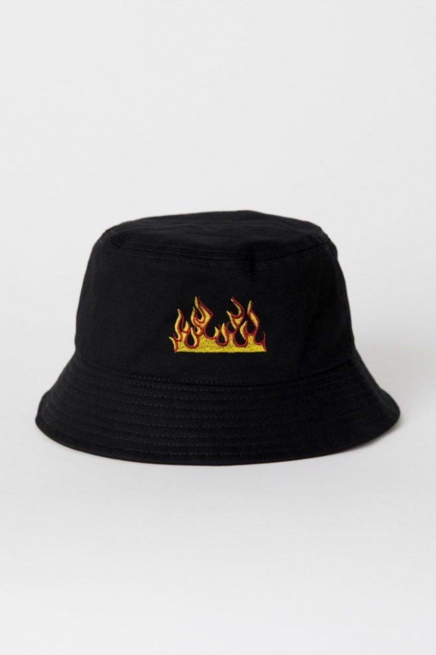 Siyah Alev Balıkçı Şapka Bucket Hat