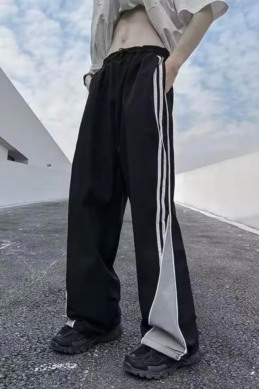 Siyah Gri Y2K Vintage Streetwear Baggy Eşofman Altı
