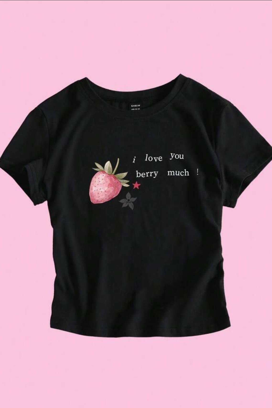 Siyah I Love You Berry Much Crop 